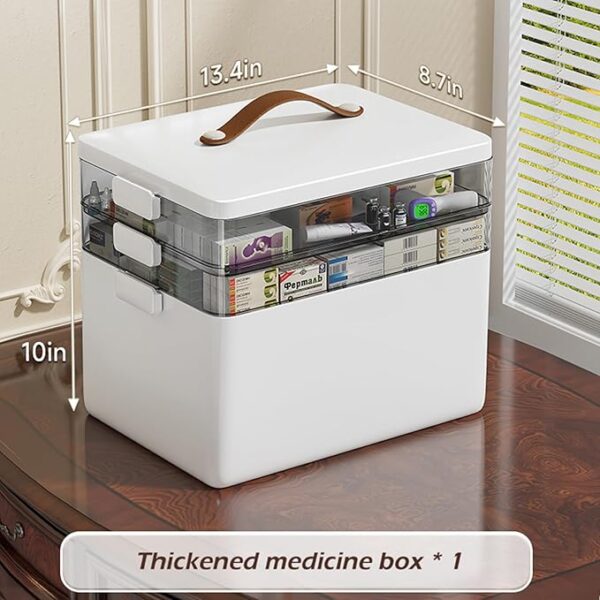 CTIME 3-Tier Medicine Organizer - Portable Medicine Cabinet with Leather Handle, - Image 2