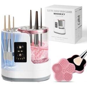 Electric Makeup Brush Cleaner Machine with Makeup Brush Dryer and Silicone Makeup Brush Cleaner Mat,