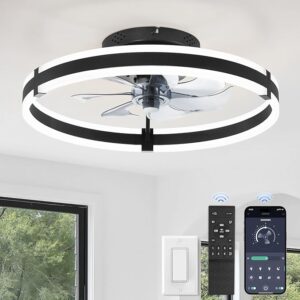 Ceiling Fans with Lights and Remote, 19.7'' Low Profile Ceiling Fan,