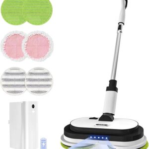 EOUS Cordless Electric Mop, Floor Cleaner with LED Headlight & Water Sprayer,