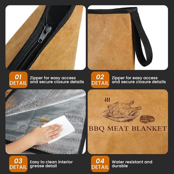 BBQ Blanket for Resting Meat - 21" Insulated Reusable Smoker Blanket - Image 3