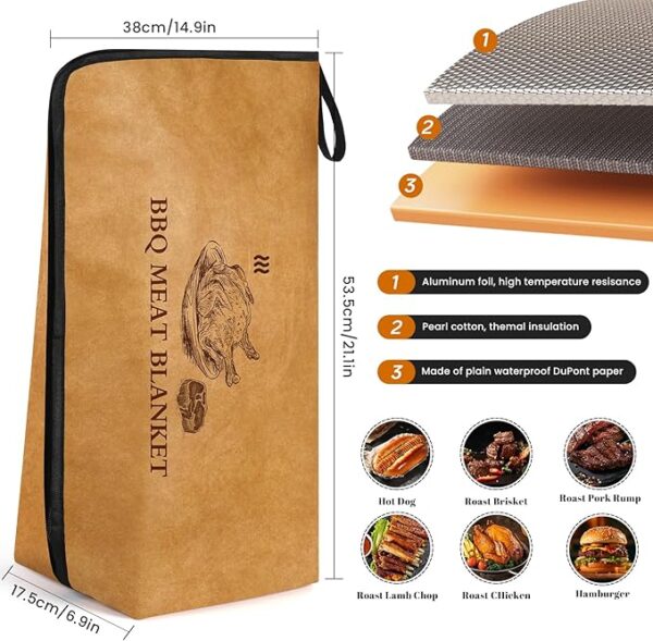 BBQ Blanket for Resting Meat - 21" Insulated Reusable Smoker Blanket - Image 2