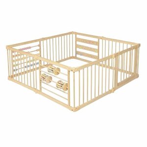 Wooden Playpen Extra Large for Toddlers and Babies - Foldable,