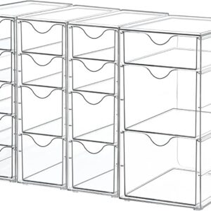 Vtopmart Acrylic Organizer with 16 Drawers (4 Set),Clear Storage Drawers for Office Supplies,