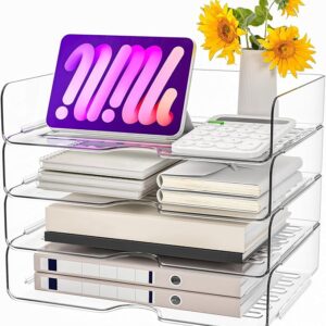 Paper Organizer Letter Tray, 4 Pack Acrylic Stackable Desk File Organizer,