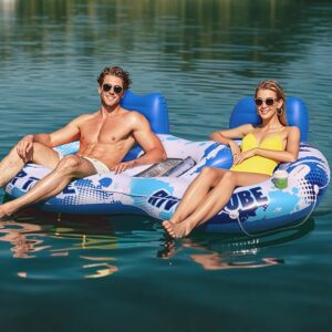 JOSEN Inflatable River Tube Float - 2 Person Heavy Duty River Float,