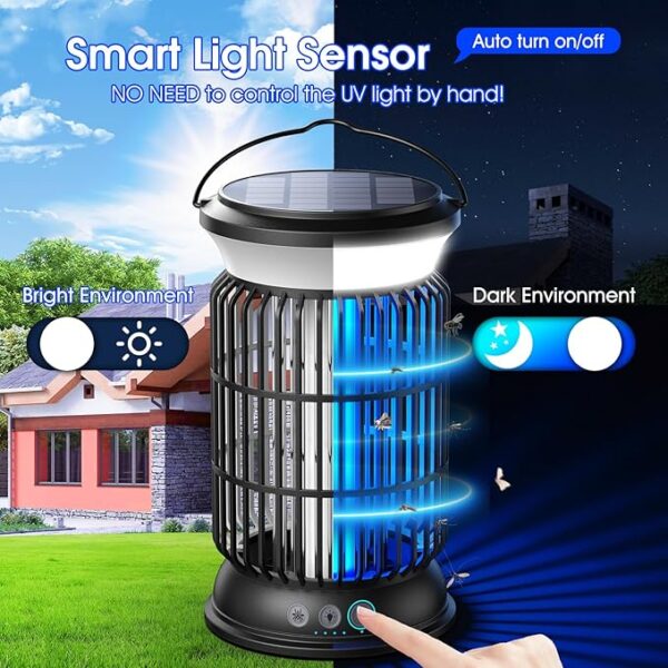 Solar Bug Zapper Outdoor, 4-in-1 Rechargeable Mosquito Zapper with 6000mAh Battery, - Image 3