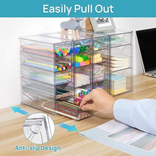Vtopmart Acrylic Organizer with 16 Drawers (4 Set),Clear Storage Drawers for Office Supplies, - Image 2