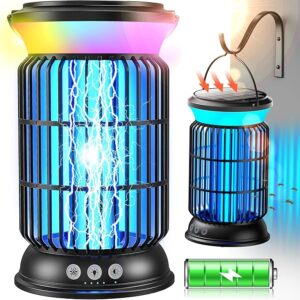 Solar Bug Zapper Outdoor, 4-in-1 Rechargeable Mosquito Zapper with 6000mAh Battery,