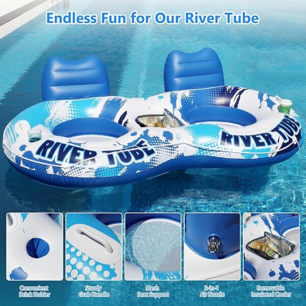 JOSEN Inflatable River Tube Float - 2 Person Heavy Duty River Float, - Image 2