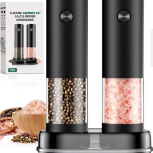 Electric Salt and Pepper Grinder Set Automatic Battery Pepper Mill Shakers Adjustable