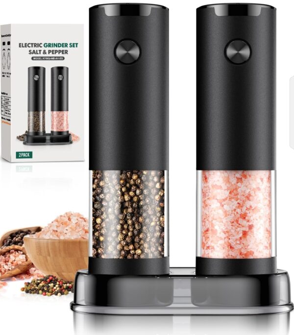 Electric Salt and Pepper Grinder Set Automatic Battery Pepper Mill Shakers Adjustable