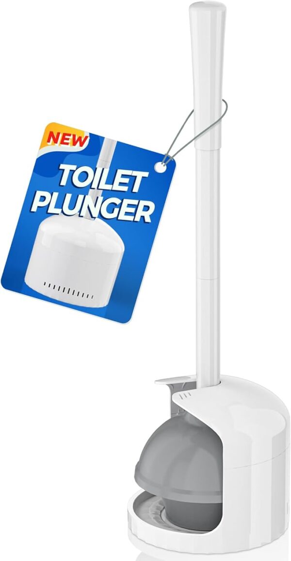 Toilet Plunger with Holder, Plunger with Holder for 5.3-inch Toilet Drain