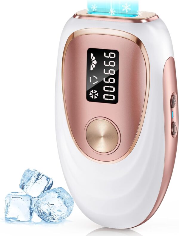 IPL Laser Hair Removal Device for Women & Men - Home 45°F Ice-Cooling Contact for Painless & Long-Lasting Results,