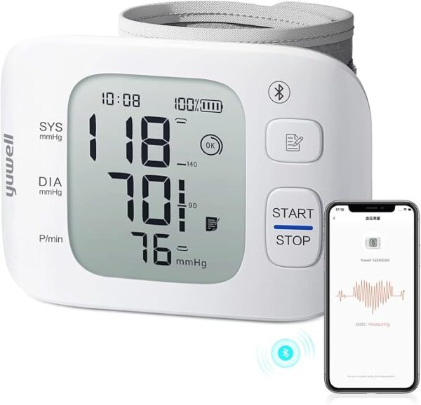 yuwell Rechargeable Wrist Blood Pressure Monitors for Home Use, Large Wrist Cuff with Irregular Heartbeat,
