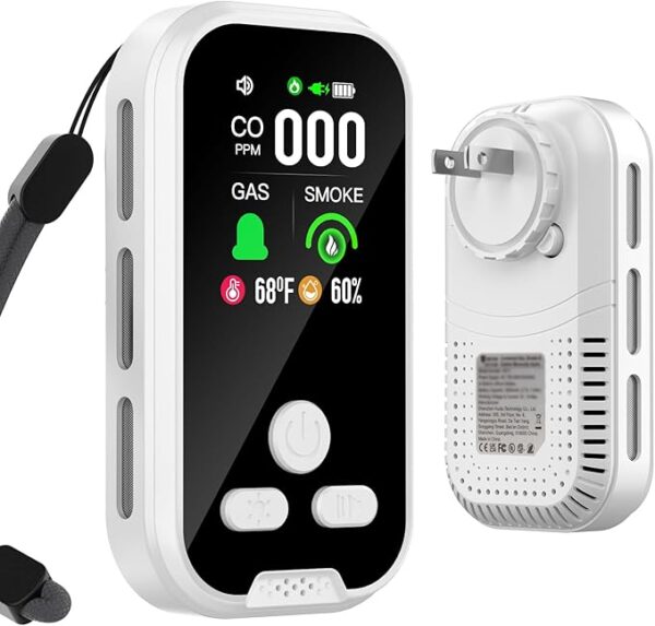 5-in-1 Plug-in Carbon Monoxide Detectors, Natural Gas Leak Detector & Smoke and Carbon Monoxide