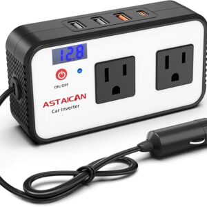 200W Car Power Inverter, DC 12V to 110V AC Car Plug Adapter