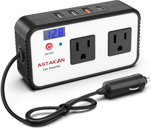 200W Car Power Inverter, DC 12V to 110V AC Car Plug Adapter