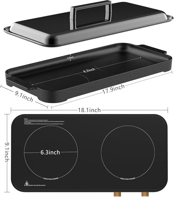 Induction cooker with 2 burners, detachable baking tray, non stick, temperature control option with timer, - Image 3