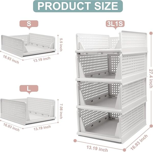 Stackable Foldable Storage Baskets, Folding Storage Bins, - Image 2