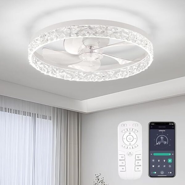 Ceiling Fans with Lights, Flush Mount Ceiling Fan with Lights and Remote,