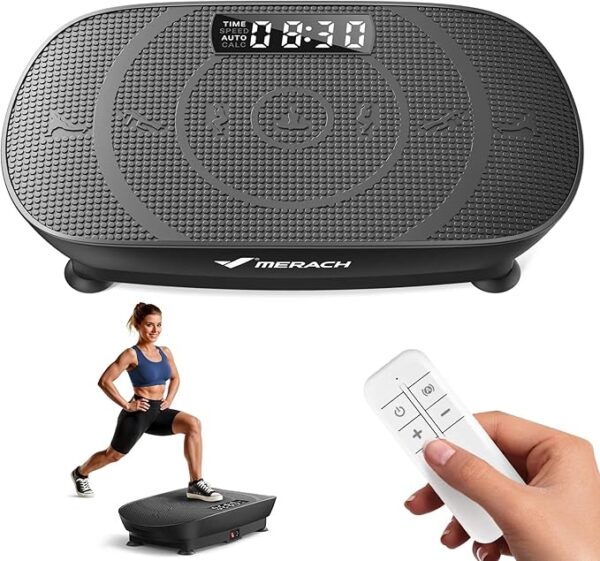 MERACH Vibration Plate Exercise Machine, Vibration Plate with Real-Time Calorie Tracking on LED Display
