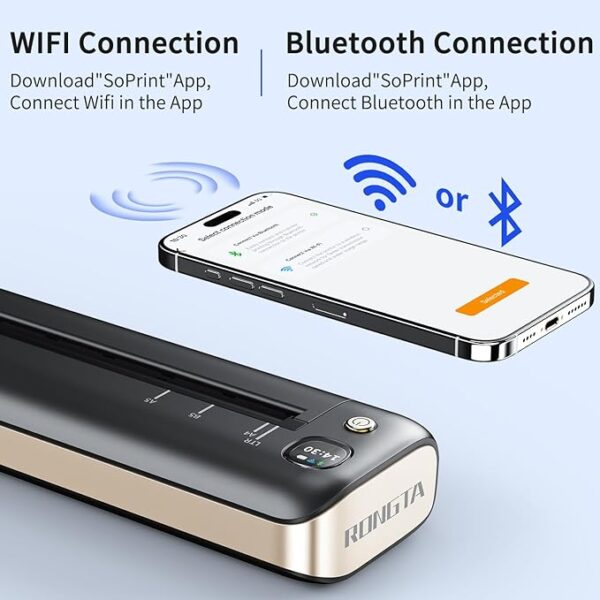 Rongta Portable Printers Wireless for Travel, WiFi & Bluetooth Mobile Printer, - Image 2