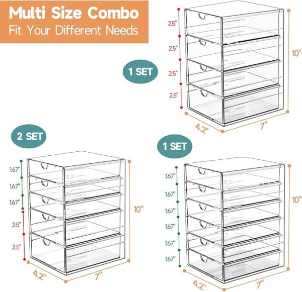 Makeup Drawer Storage Organizer with 20 Drawers, 4 Set Acrylic Office Desk Organization and Storage, - Image 2