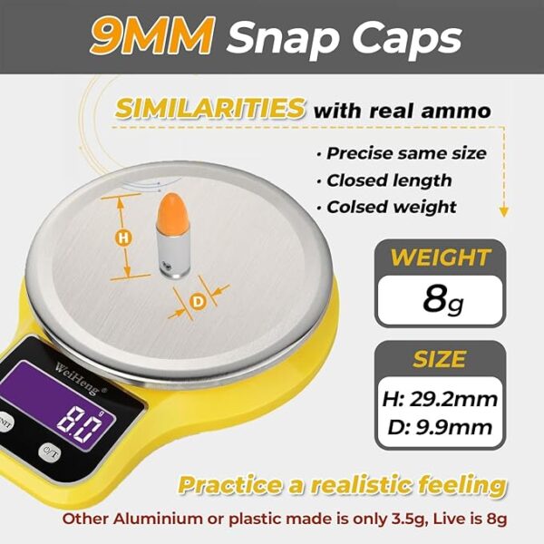 9mm Snap Caps Safety Trainer Dummy Rounds - Practice Safe Loading Firing Close to Real Weight(15PCS) - Image 3