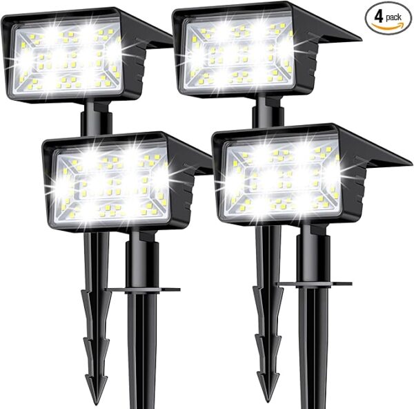 Solar Spot Lights Outdoor with 60 LED & Auto On/Off, 4 Pack Solar Lights
