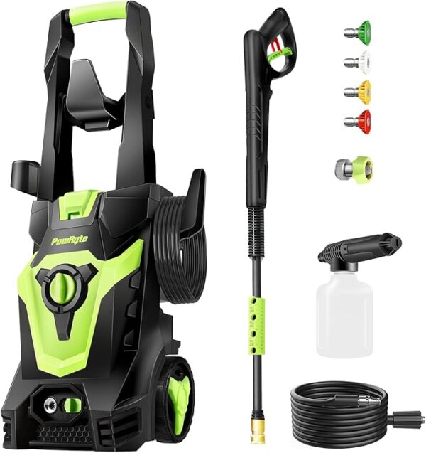 Electric Pressure Washer, Foam Cannon, 4 Different Pressure Tips,