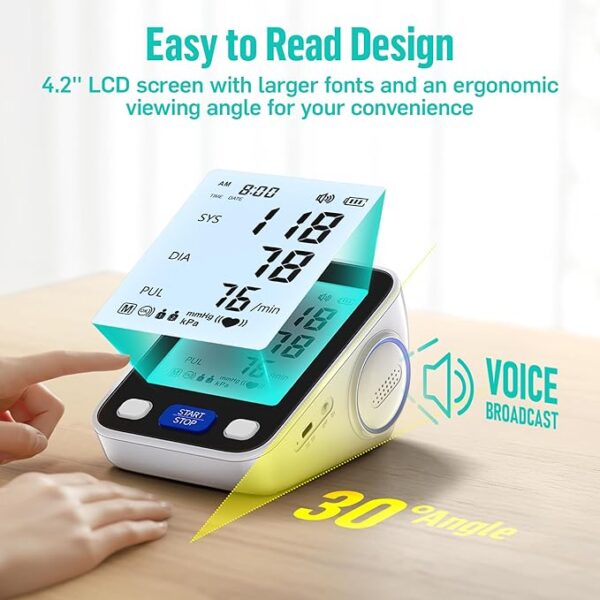 Runstar Upper Arm Blood Pressure Monitor with Wide Range Cuff (8.7'' -16.5'') - Image 3
