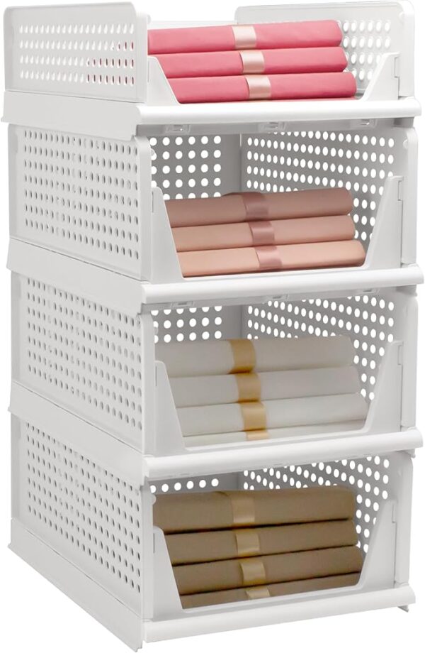 Stackable Foldable Storage Baskets, Folding Storage Bins,