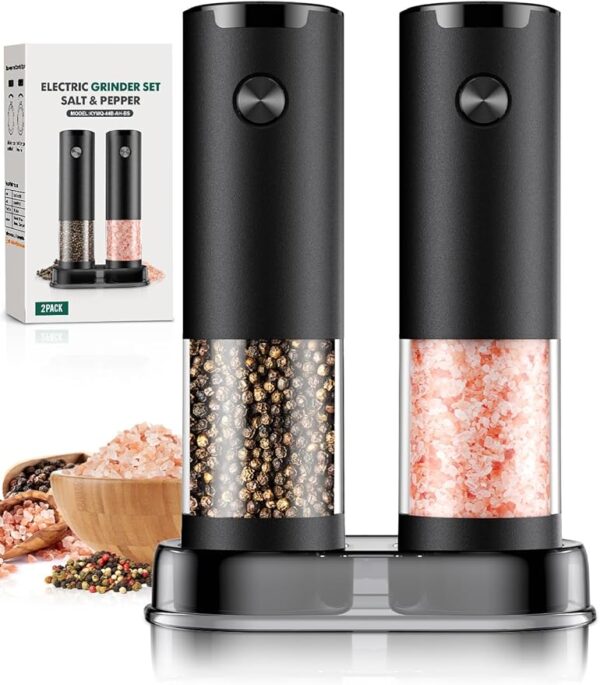 Electric Salt and Pepper Grinder Set Automatic Battery Pepper Mill Shakers