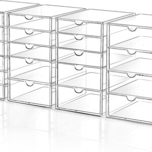 Makeup Drawer Storage Organizer with 20 Drawers, 4 Set Acrylic Office Desk Organization and Storage,