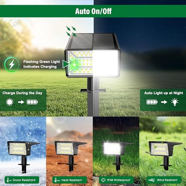 Solar Spot Lights Outdoor with 60 LED & Auto On/Off, 4 Pack Solar Lights - Image 2