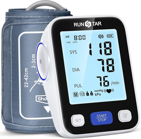 Runstar Upper Arm Blood Pressure Monitor with Wide Range Cuff (8.7'' -16.5'')