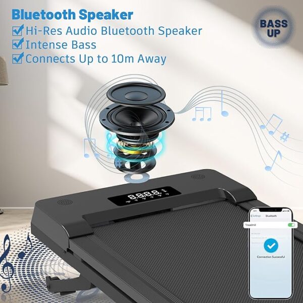 Walking Pad Treadmill with 12% 9-Level Auto Incline, 450 lbs Capacity Bluetooth Speaker - Image 3