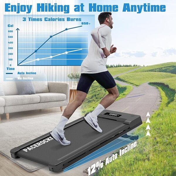 Walking Pad Treadmill with 12% 9-Level Auto Incline, 450 lbs Capacity Bluetooth Speaker - Image 2