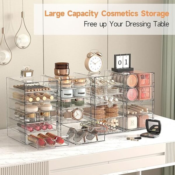 Makeup Drawer Storage Organizer with 20 Drawers, 4 Set Acrylic Office Desk Organization and Storage, - Image 3