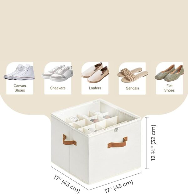 StorageWorks Shoe Organizer for Closet, Fits up to 16 Pairs, Shoe Cubby Storage Containers with Adjustable Dividers and Clear Cover, - Image 2