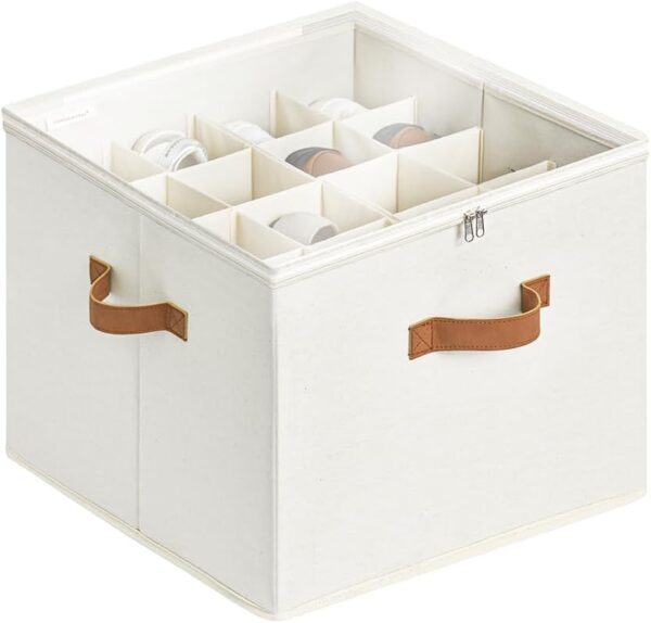 StorageWorks Shoe Organizer for Closet, Fits up to 16 Pairs, Shoe Cubby Storage Containers with Adjustable Dividers and Clear Cover,
