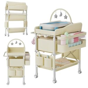 Jaylene Portable Baby Changing Table with Storage – Adjustable Height Diaper Station, Waterproof Pad, Large Capacity Organizer