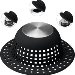 Shower Drain Hair Catcher, Bathtub Drain Cover Foldable Silicone Shower & Tub Protector for Pop-Up & Regular Drains