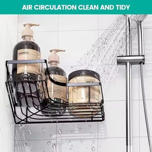 Rustproof Corner Shower Caddy Tension Pole – Adjustable 62-115 Inch, 4-Tier Bathroom Organizer with Heavy-Duty Shelves for Shampoo, - Image 2