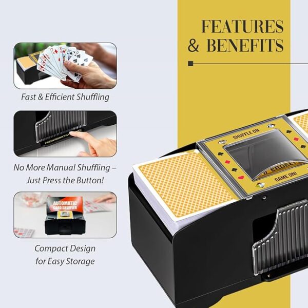 Automatic Card Shuffler 2 Deck | Battery Operated Uno Card Shuffler | Electric Playing Card Shuffler for Poker, Blackjack, Bridge & More | Casino-Grade, - Image 2