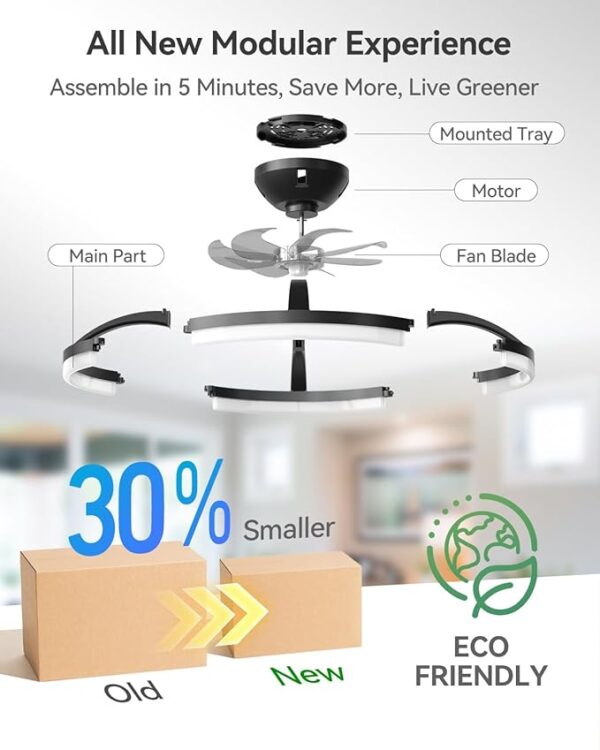addlon Ceiling Fans with Lights and Remote, 20'' Low Profile Ceiling Fans, 3000-6000K Dimmable Modern Flush Mount LED Fan Light, - Image 3