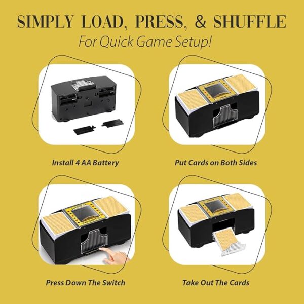 Automatic Card Shuffler 2 Deck | Battery Operated Uno Card Shuffler | Electric Playing Card Shuffler for Poker, Blackjack, Bridge & More | Casino-Grade, - Image 3