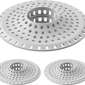 Bathtub Drain Hair Catcher,Silicone Tub Hair Catcher Drain Protector,All-in-one Shower Hair Drain Catcher Strainer for 1.48'' to 1.76'' Regular Drains, 3PCS