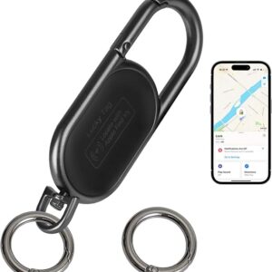 GPS Tracker Keychain - Apple Find My Compatible, Sound Alert & Global Tracking for Forgetfulness Prevention, Black